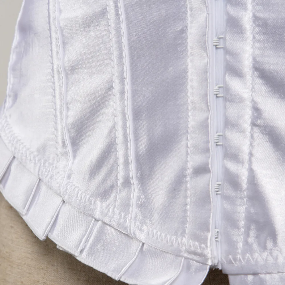 Для женщин Сексуальная атласная Женская пижама с кружевом до костей корсет Overbust