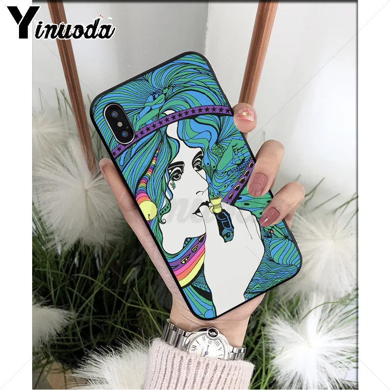 Yinuoda Хиппи Psychedelic Art черный ТПУ Мягкий силиконовый чехол для телефона iPhone 8 7 6 6S Plus 5