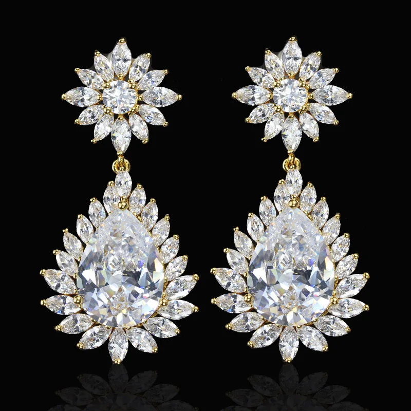 Женские серьги-подвески с цирконом | Украшения и аксессуары