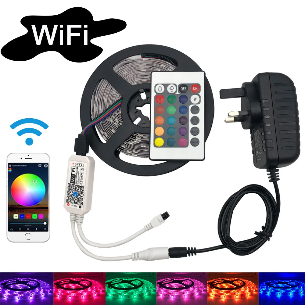 WIFI контроллер RGB СВЕТОДИОДНАЯ лента SMD 2835 60 светодиодов 50505 м водонепроницаемая DC