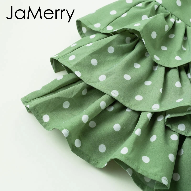 Женская блузка в горошек JaMerry винтажная шифоновая с рукавом фонариком
