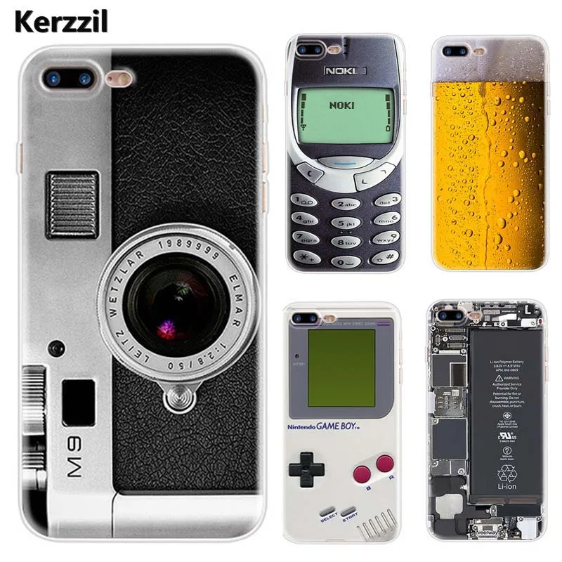 Funny Gameboy Beer Battery Phone Cover For iPhone X 6 6S Plus 5 5S SE 8 7 Transparent Soft TPU Case XS Max XR Xs |