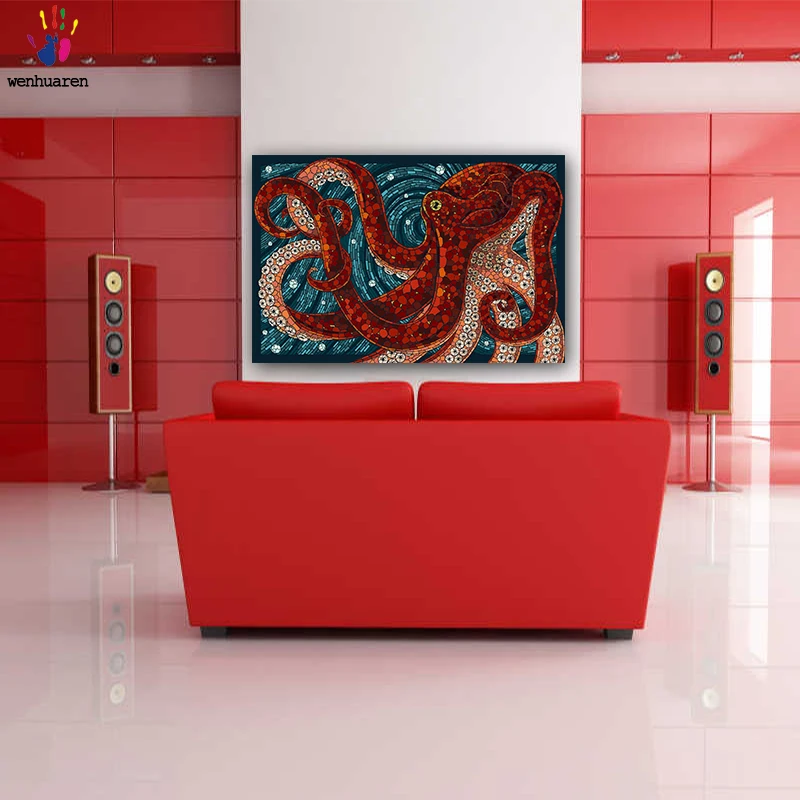 DIY colorings pictures by numbers with colors The octopus picture drawing painting framed Home | Дом и сад