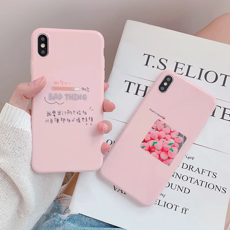 Милый розовый Kawaii японский фруктовый персиковый чехол для телефона iPhone 7 Puls 6 6S 8 X