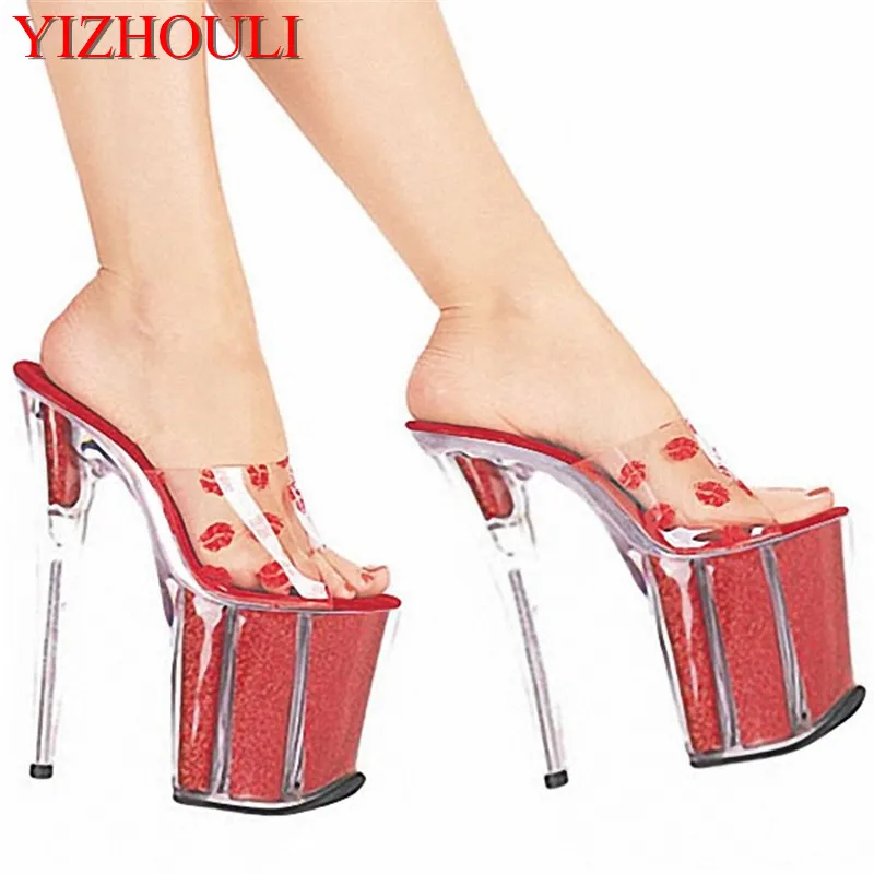 20cm High-Heeled Shoes Sexy Crystal Shoes Slippers 8 Inch Lady High Heel Shoes Sexy Exotic Dancer Shoes