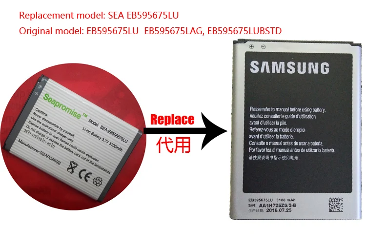 Розничная продажа EB595675LU батарея для телефона Samsung Galaxy Note II GT-N7100 GT-N7102 GT-N7105 SCH-i605