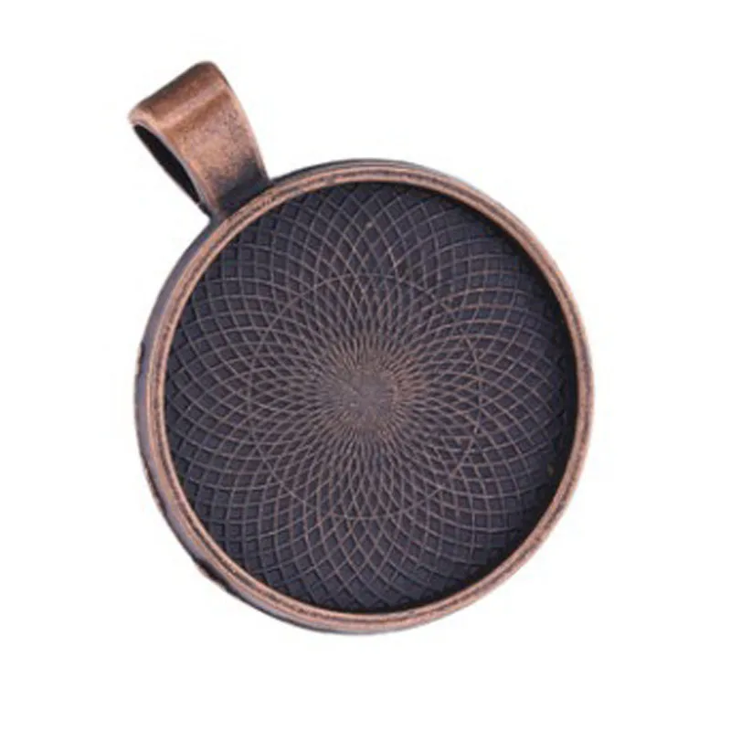 Antique Copper 10 шт./лот 25 мм Ожерелье Подвеска Установка Кабошон Камея База лоток ободок пустой античный бронз/Серебряная пластина DIY ювелирных изделий - Окраска металла: Antique Copper