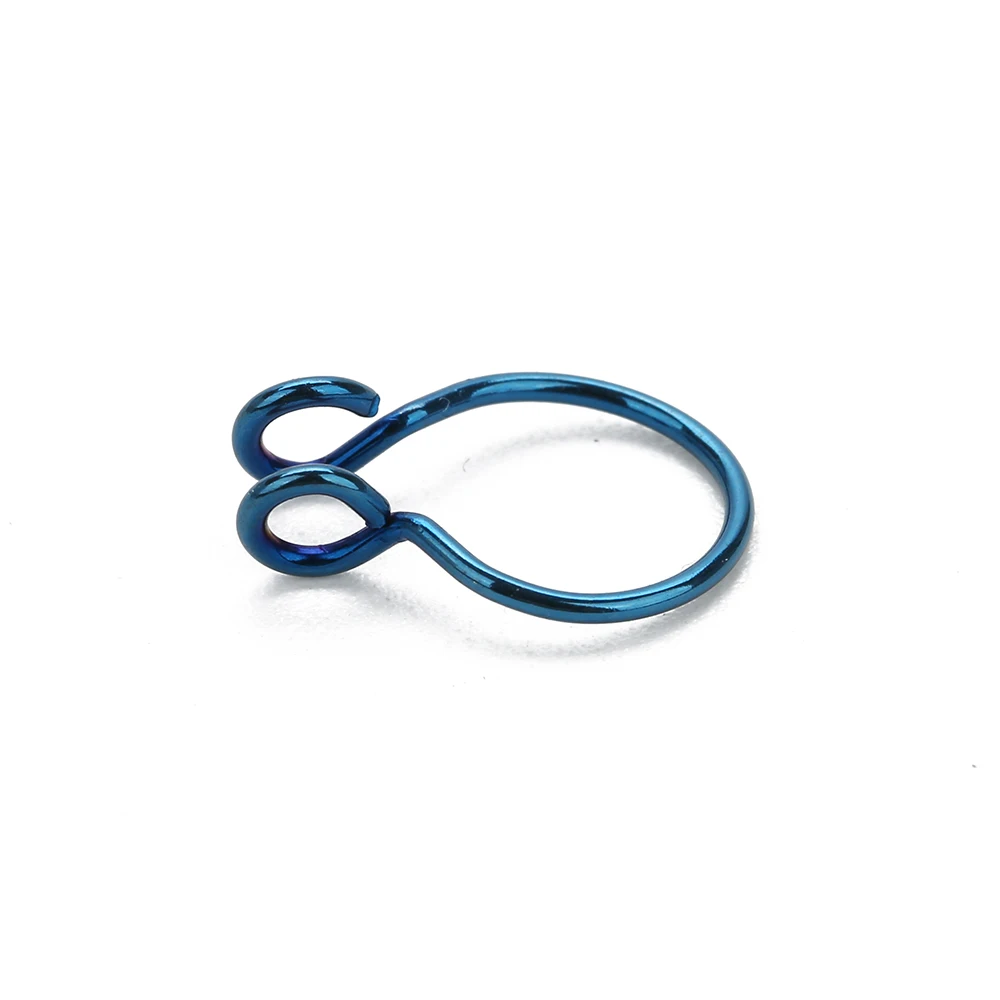 blue 1 шт титановая сталь 20 г кольца для искусственного носа Поддельные кольца для перегородки обруч ноздри Имитация пирсинга зажим для носа кольца для искусственного пирсинга Nez - Окраска металла: blue