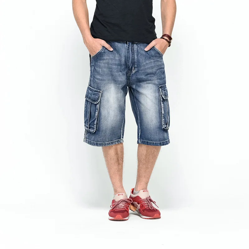 Мужские Свободные мешковатые джинсовые шорты размера плюс модные уличные