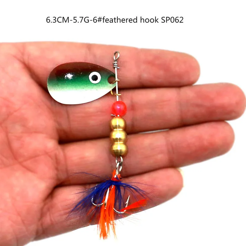SP062 Hengjia жесткий металлические Spinnerbaits лезвие блестки прикормы Spinner ложки приманки PESCA рыболовные снасти с Крючки - Цвет: SP062
