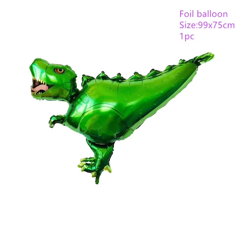 1pc foil balloon 3 Вечерние столовые приборы с рисунком динозавра для дня рождения, украшения для детей и взрослых, бумажные тарелки, чашки, скатерть, воздушные шары, соломенные вечерние принадлежности - Цвет: 1pc foil balloon 3