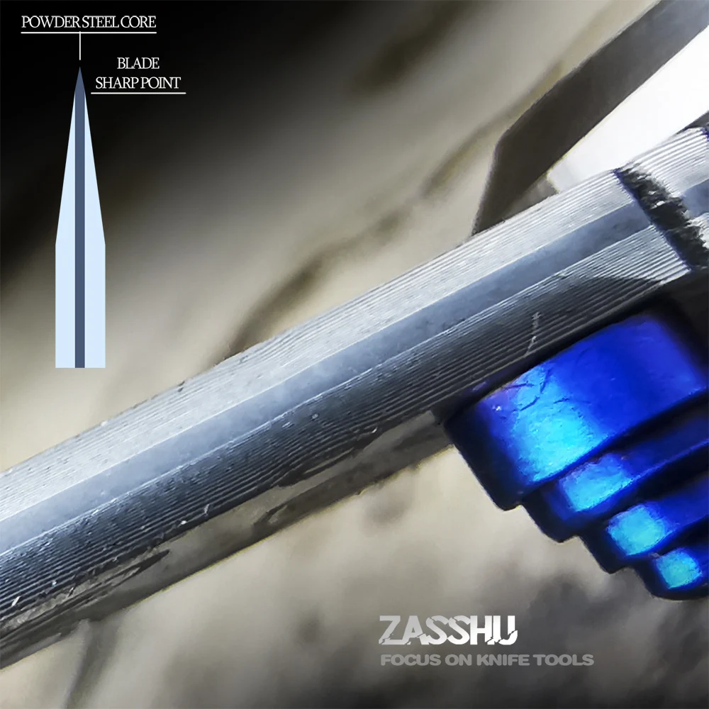 Zassuu 60HRC Дамасская сталь титановый сплав высокотвердое лезвие деревянная ручка