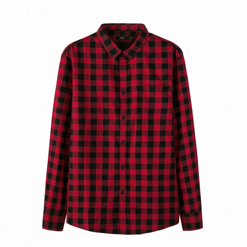 Мужская рубашка в клетку SEMIR из 100% хлопка с отложным воротником мужская длинными