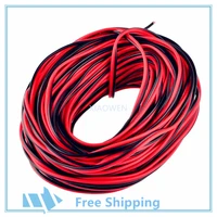 2pin wire 10m 20m 50m 100m electric 22awg extension cable cord red black 2 wire stranded tinned copper for led strip power