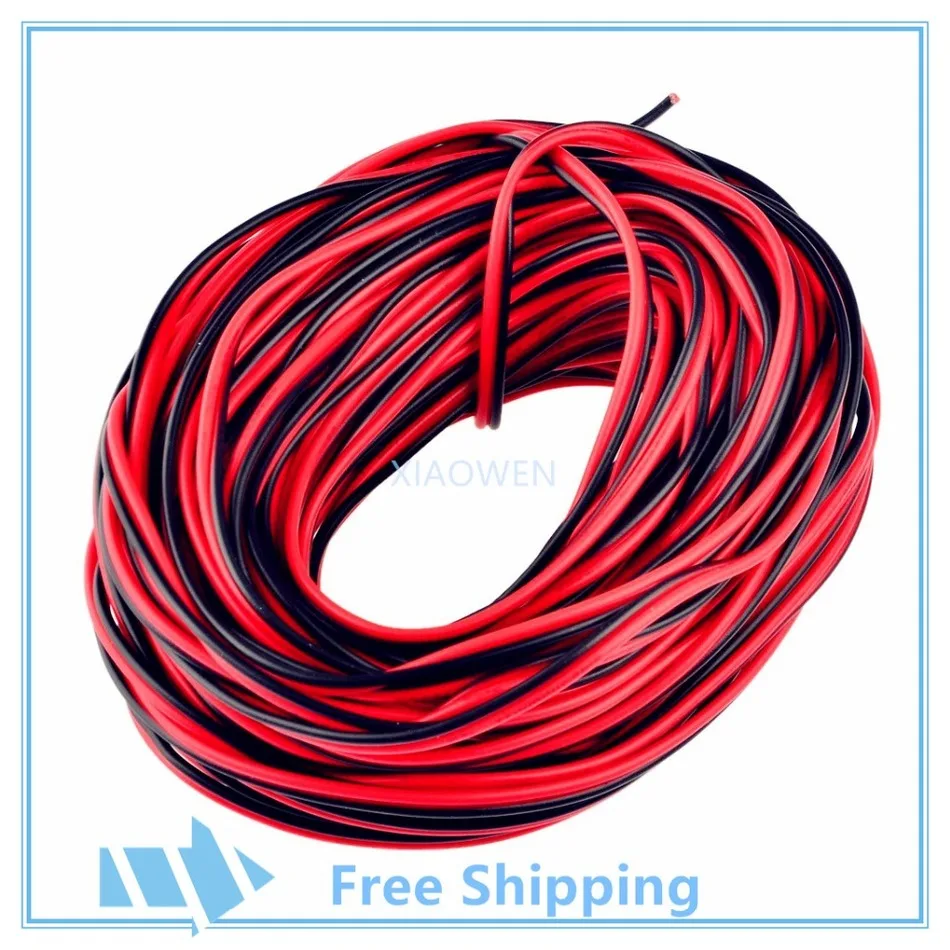 2pin провода 10 м/20 м 50 100 электрический 22AWG кабель-удлинитель шнура красные черные 2