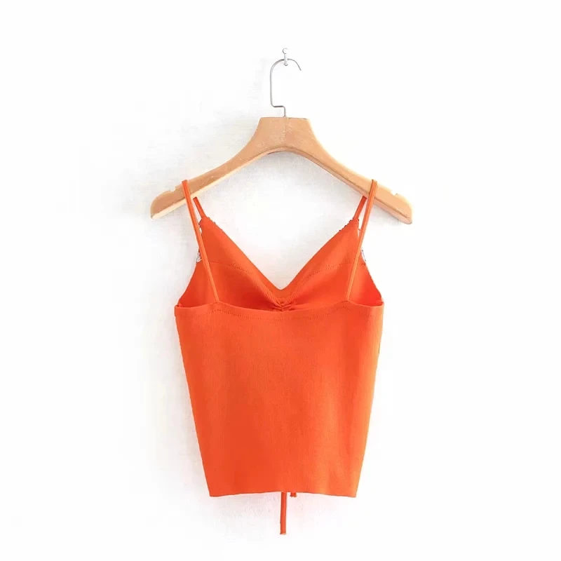 2019 Summer new style Sexy Women Plain Camisole V-neck Vest Slim Sling Short Tank drawstring Tops Sequin | Женская одежда