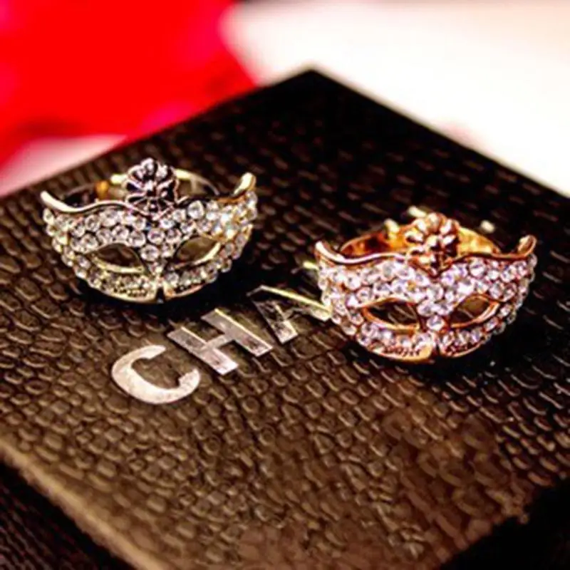 Очаровательный кристалл маска цветок на вершине 2 типа позолоченные и