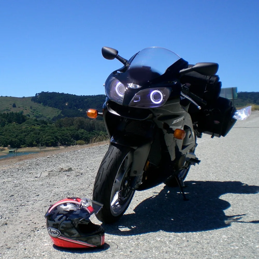 KT Полностью Мотоцикл Фар Сборки Подходит для Kawasaki Ninja ZX 6R ZX6R 2000 2001 2002 Ангел Гало