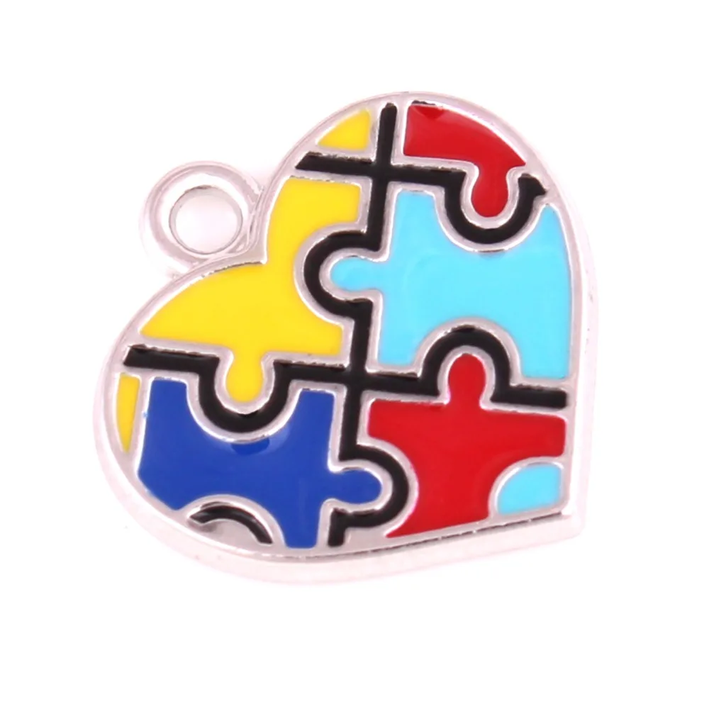 Ожерелье для осведомленности об аутизме кулоны с отверстиями головоломка