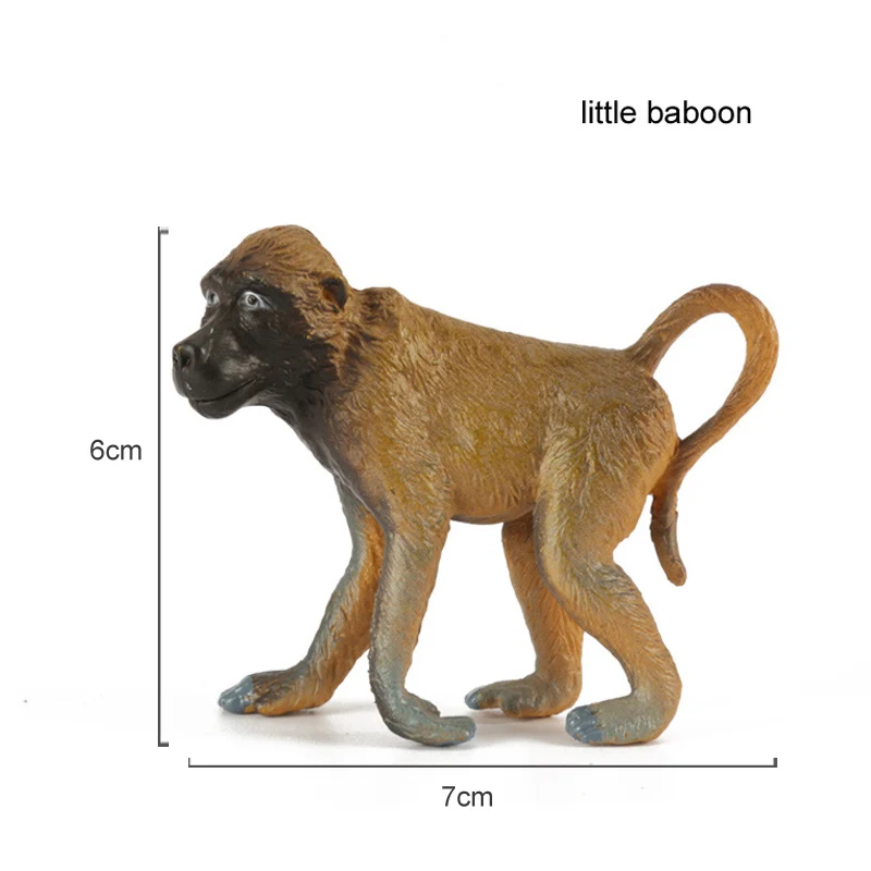 little baboon Детские игрушки, пластиковая фигурка животного из зоопарка, олень, леопард, бегемот, медведь, модель животного, мини-фигурка, набор, аксессуары для домашнего декора - Цвет: little baboon