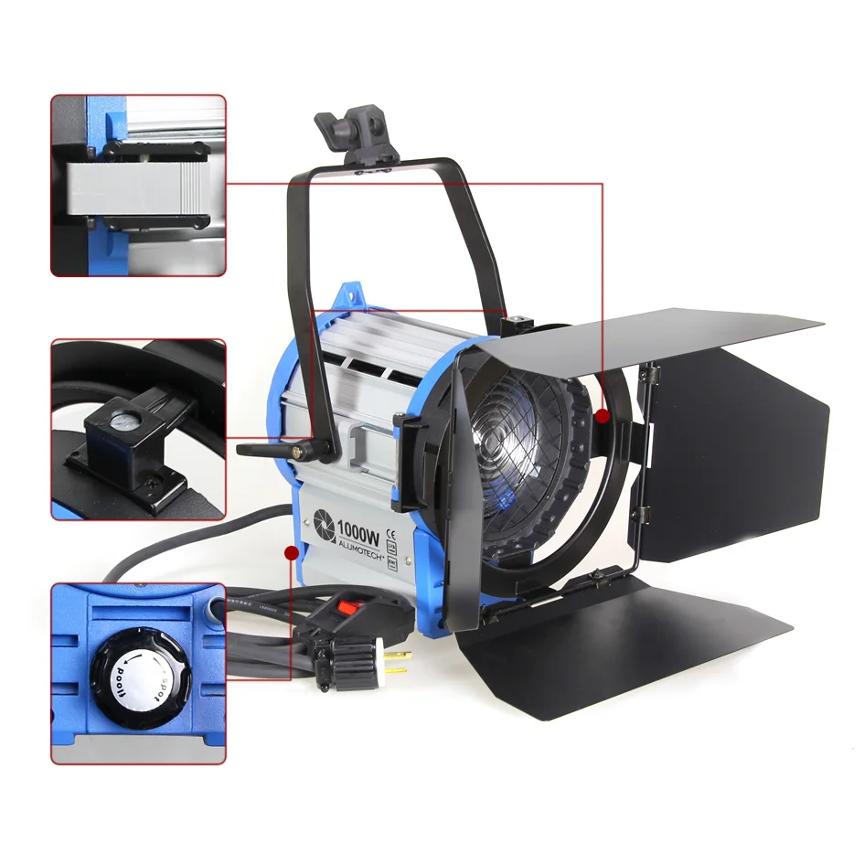 ALUMOTECH Pro As ARRI 1000 Вт вольфрамовый Точечный светильник+ диммер встроенный+ Глобус светильник ing для студийной видеосъемки