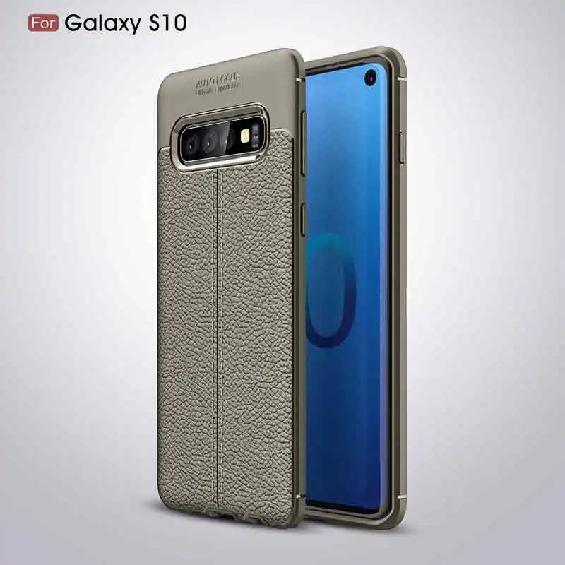 KEYSION чехол для телефона для samsung Galaxy S10 плюс S10e S9 примечание 9 текстуру кожи мягкий TPU бампер задняя крышка для S10 5G S10+ Примечание 8 - Цвет: Серый