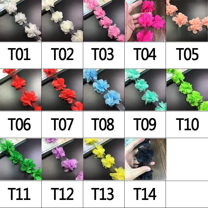 12 шт./ярд 6 см 3D Тюль Цветочная отделка кружевная лента для украшения эластичное кружево стрейч для маленьких девочек аксессуары для волос