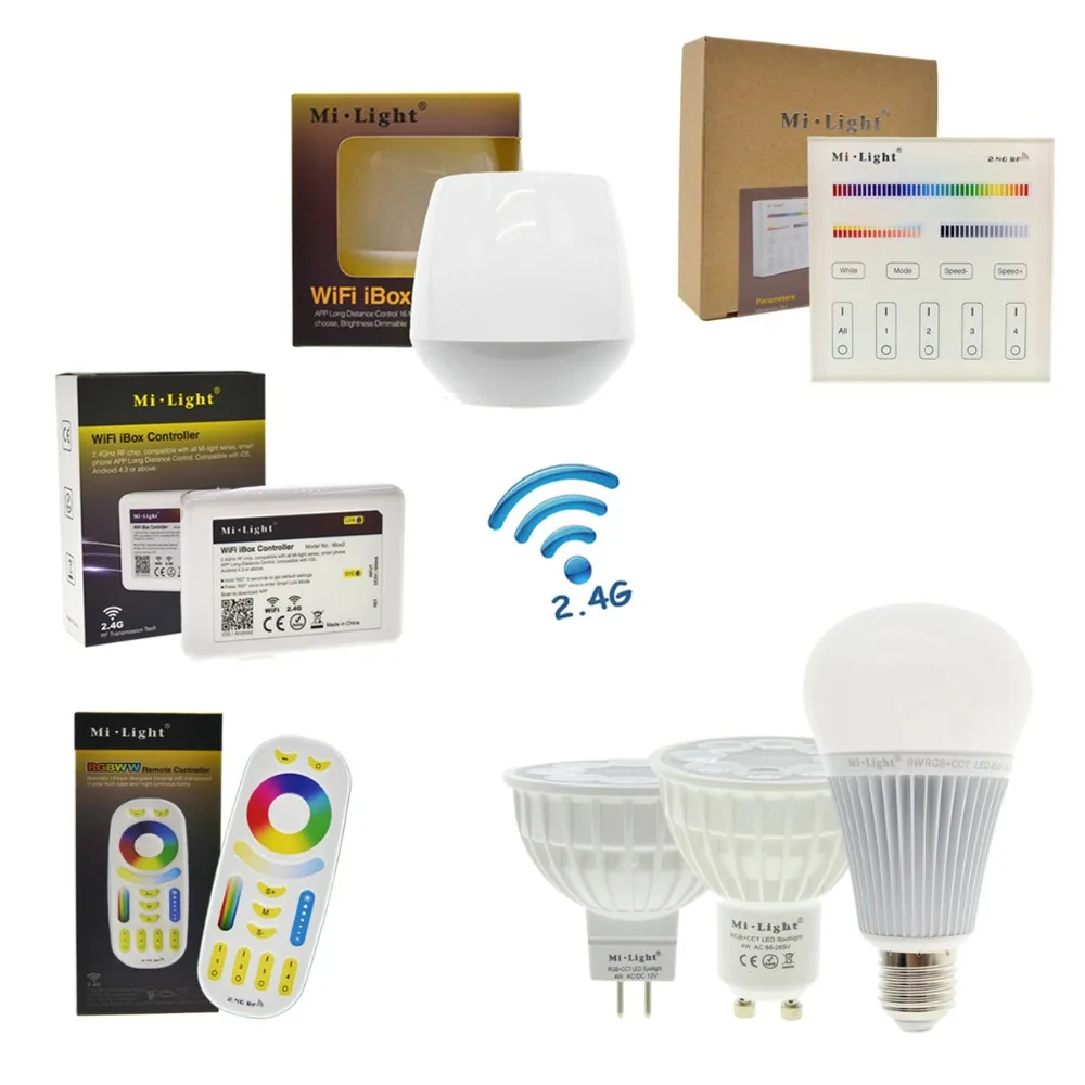 Ми свет RGBWW полный Цвет светодиодный лампы Spotlight GU10 MR16 4 Вт E27 8 RGB + CW WW удаленного