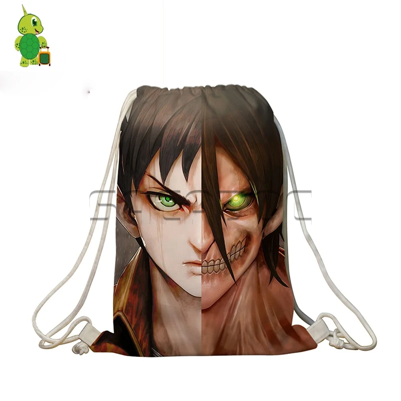 Рюкзак Attack on Titan Eren с разрезом для женщин и мужчин повседневные сумки на шнурке