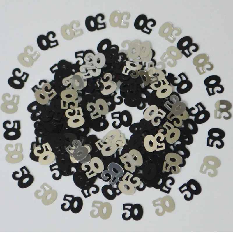 50 BlackSilver Mixed 150g черный, серебристый цвет номер Digitals 13, 16, 18, 20, 21 30 40 50 60 70 80 Happy День рождения Разбрасыватели конфетти для стола Конфетти украшения - Цвет: 50 BlackSilver Mixed