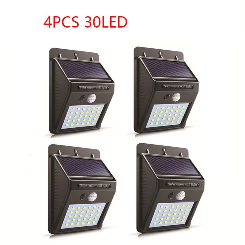 4PCS 30LED 1/2/4 шт. 20/30 светодиодный солнечный Мощность свет движения PIR Сенсор стенная солнечна лампа на открытом воздухе Водонепроницаемый энергосбережения, сад, лампы для двора - Испускаемый цвет: 4PCS 30LED