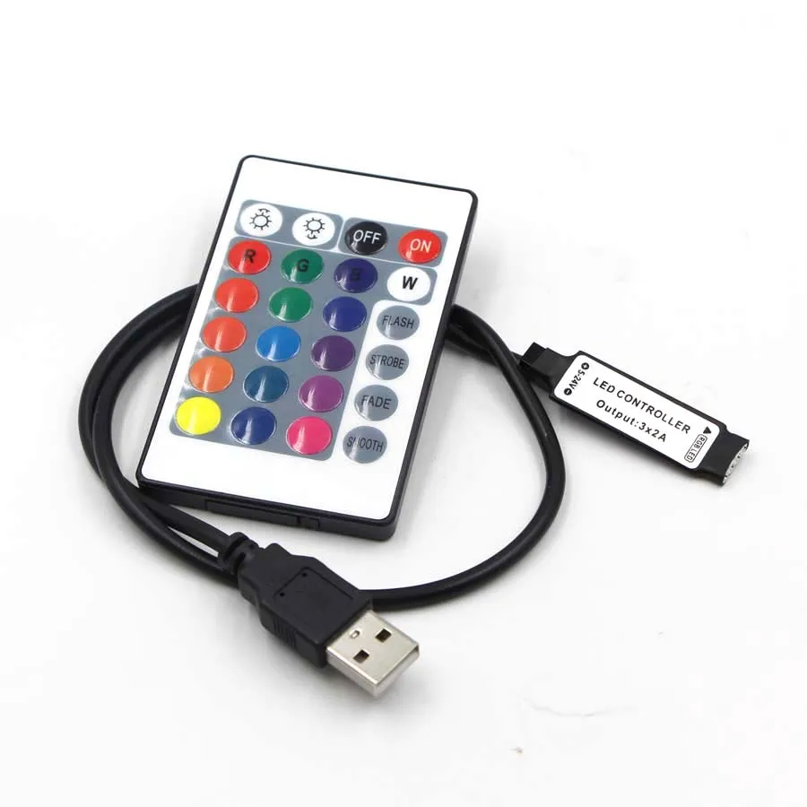 USB RGB контроллер 5V 12V 24 кнопочный ИК пульт дистанционного управления выключатели