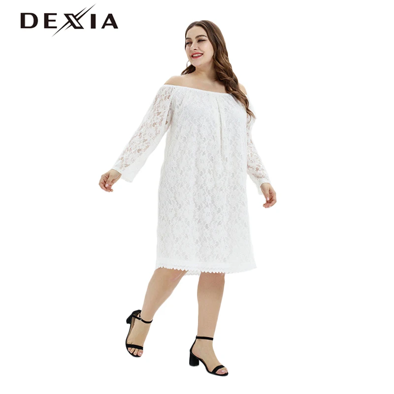 DEXIA богемный белый цветок кружево платье для женщин вечерние плюс размеры 3XL