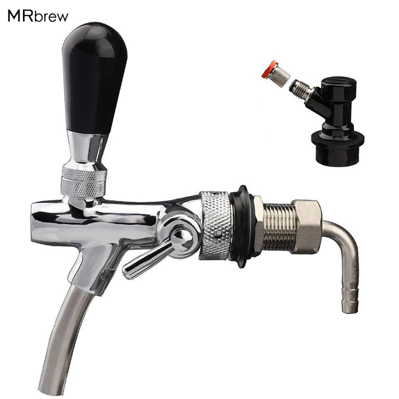 

Draft Beer Faucet, Adjustable Beer Tap Faucet with Flow Controller Chrome Plating Shank with Thread Gas Ball Lock