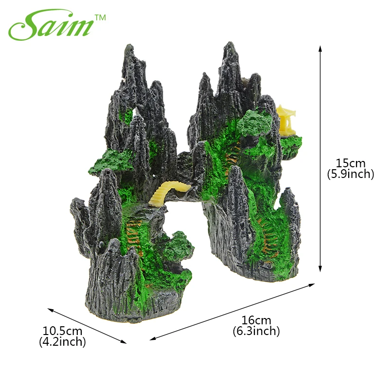 Saim горный скала павильон дом пещера мост дерева мха аквариума миниатюрный пейзаж