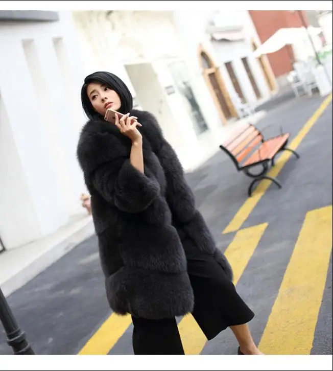 Осенне-зимняя обувь новый искусственный Лисий пальто с мехом длинная куртка