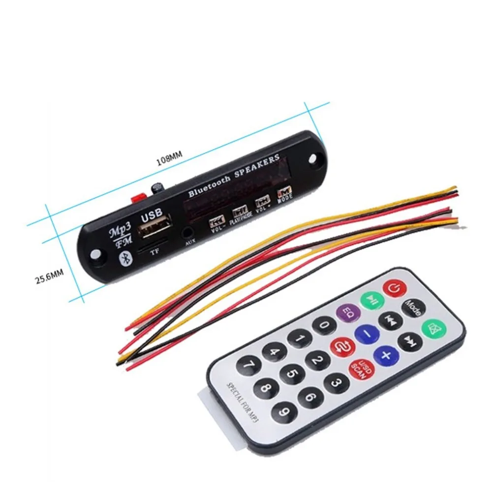 General Lossless Bluetooth-compatible MP3 WMA Decoder Board with Remote Control Audio Module Support AUX TF USB FM Radio For Car |