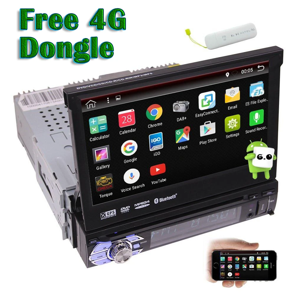 1 Din Android 6 0 Автомобильная стерео Электроника сенсорный экран автомобильный