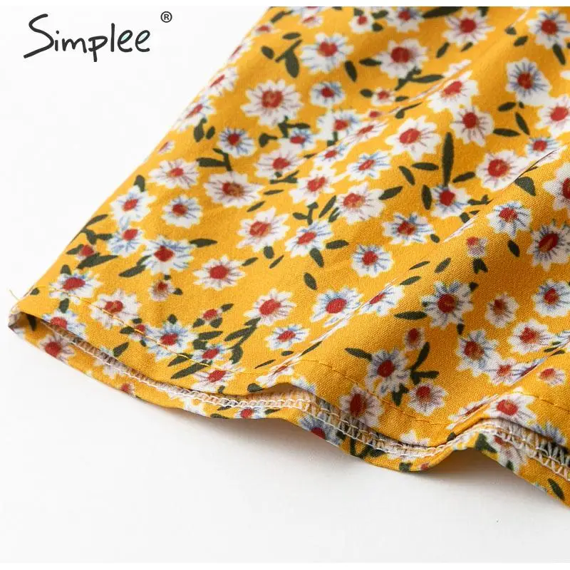 Женское короткое платье Simplee, летнее короткое женское пляжное платье большого размера с цветочным принтом, на пуговицах для отдыха