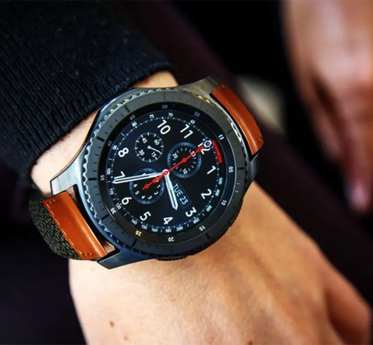 Роскошный 22 мм ремешок для наручных часов для samsung gear S3 настоящий простой кожаный ремешок для huawei Watch 2Pro браслет для Huami Amazfit