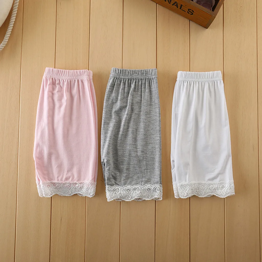 Модные Повседневные однотонные кружевные безопасные шорты для маленьких
