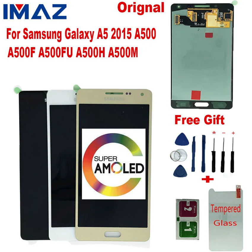 Оригинальный AMOLED ЖК дисплей IMAZ 5 дюймов для Samsung Galaxy A5 A500 2015 A500F A500FU A500H/M дигитайзер