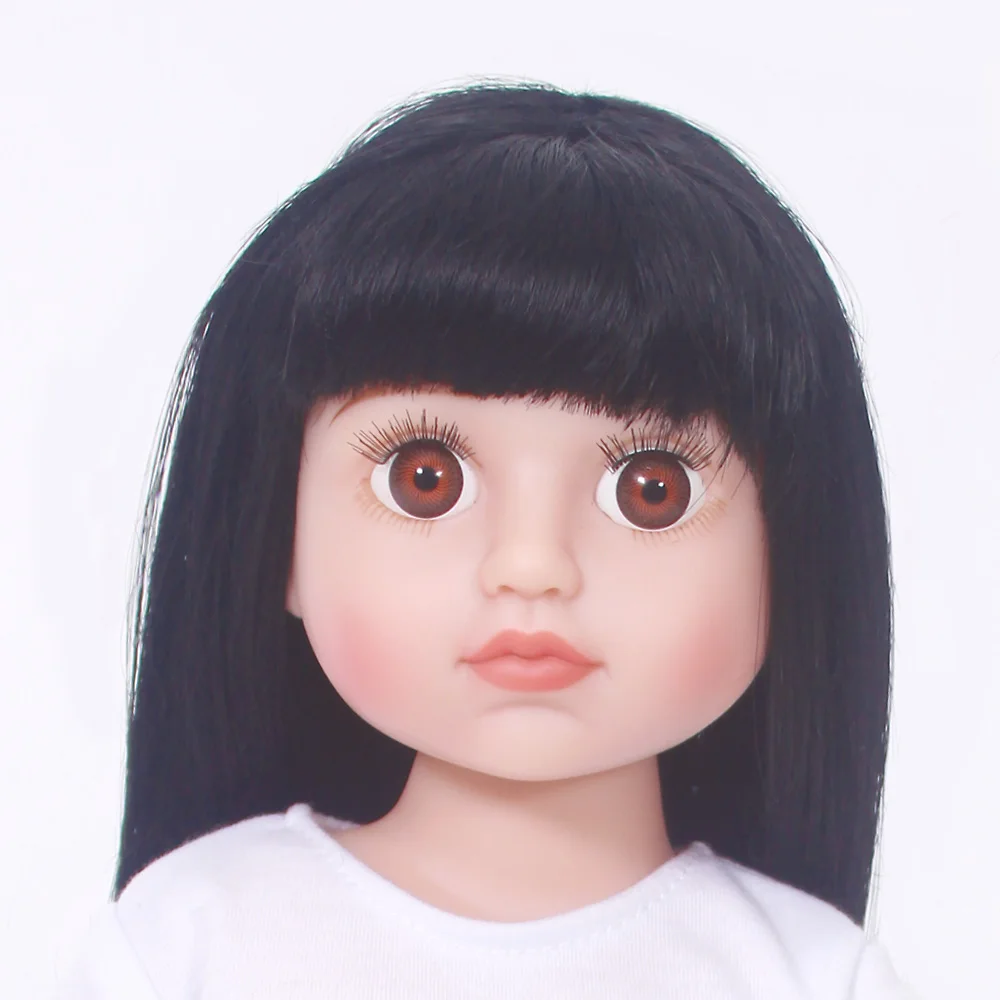 Кукла для девочки ручной работы с черными волосами повседневный костюм милое