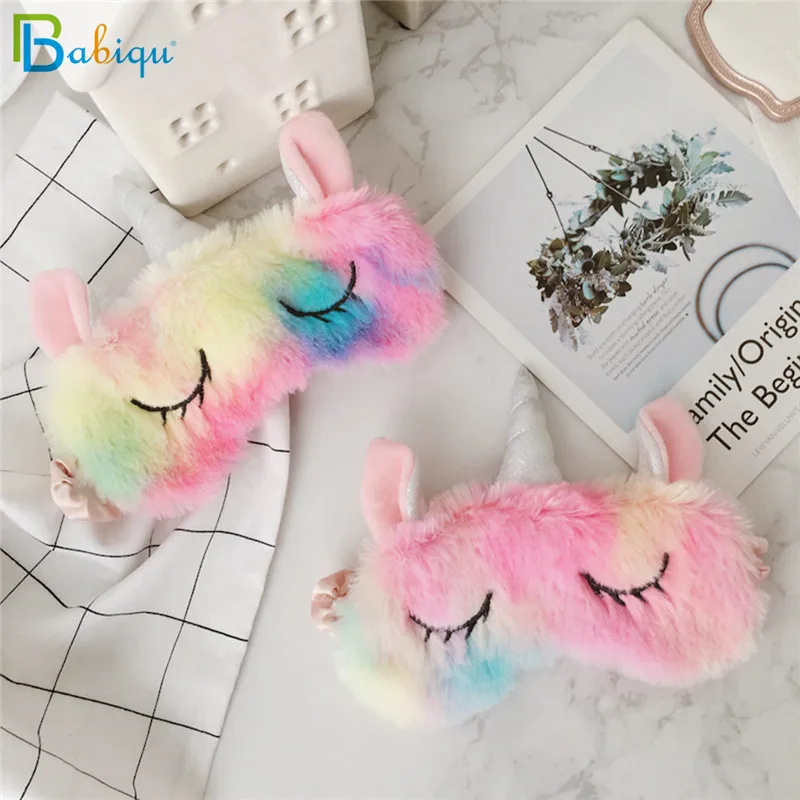 

1pc Unicorn Eye Mask Cartoon Sleeping Mask Plush Eye Shade Cover Blindfold Eyeshade Suitable For Travel Home Gift