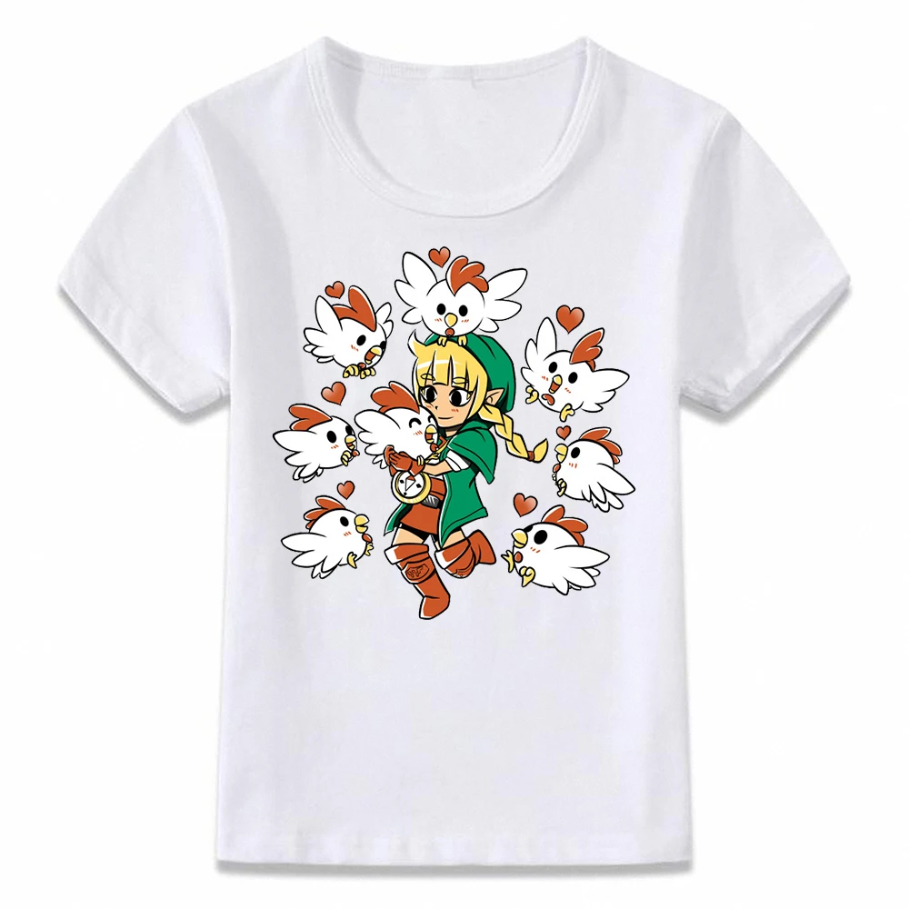 P0050U Детская одежда футболка с надписью «Link and Cucco bread of The Wild Legend of Zelda» для мальчиков и девочек, футболки для малышей - Цвет: P0050U