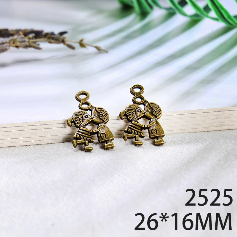 

26*16mm 8pcs Double-Sided Couples Alloy Pendant For Diy Jewelry Making 2 Colors Antique Silver Antique Bronze No.2525
