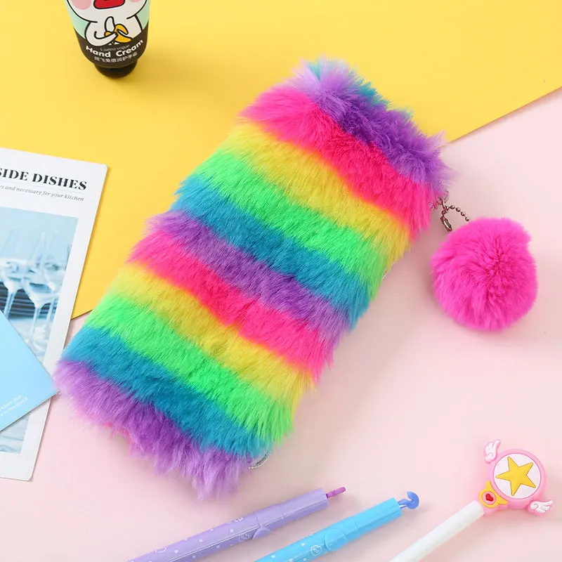 Kawaii Leathe чехол для карандашей, разноцветный розовый подарок для макияжа, школьный пенал для карандашей, чехол для карандашей, школьные принадлежности, канцелярские принадлежности
