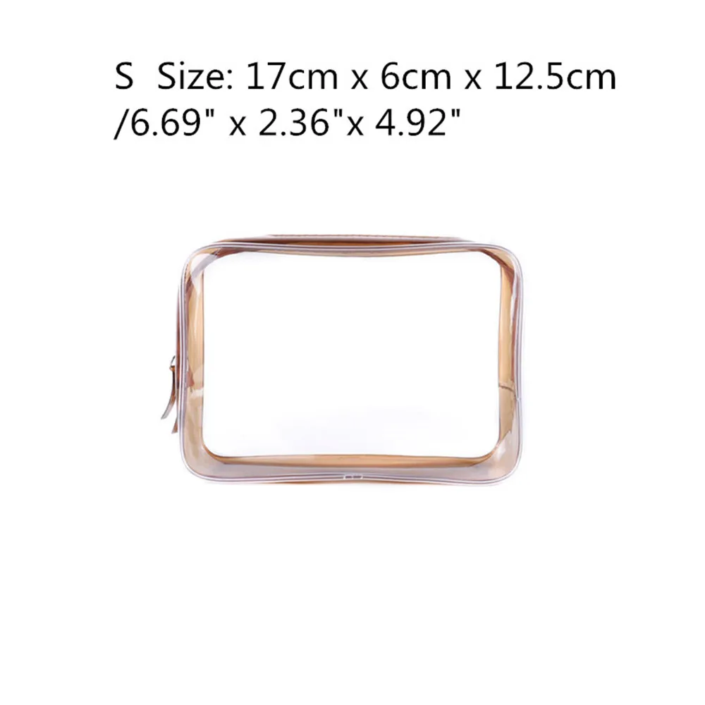 Brown Size S DEZEMIN прозрачные косметички прозрачные сумки с двойной застежкой-молнией для хранения 3 размеров - Цвет: Brown Size S
