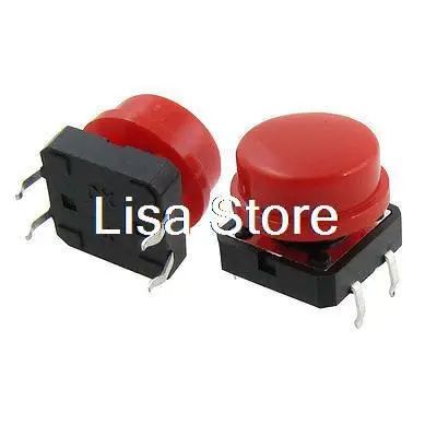 20 шт Красный Мгновенный Тактильный кнопочный переключатель 4 Pin DIP сквозное отверстие 12x12x15мм
