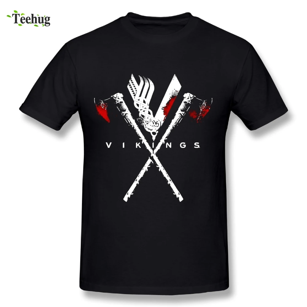 

Cool Men's Vikings T Shirts Pure Cotton Plus Size Axe T-shirt For Man